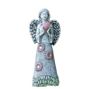 Estatua de jardín de Ángel solar, figuritas de Ángel de jardín, escultura de jardín solar con decoración de Ángel de resina para patio, patio, porche