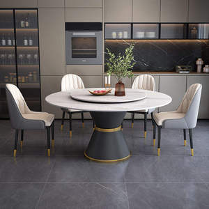 Bàn ăn đá phiến đơn giản và ghế kết hợp bàn tròn lớn với bàn xoay tròn nhà phòng ăn đồ nội thất - Product Image 3