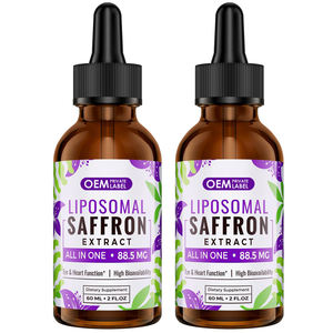 OEM Saffron Extract Liposome Drops with Ashwagandha & Turmeric <b>Vitamins</b> B12 D3 Immune Support Energy Management Natural Formula - Product Image 1