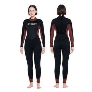 Women Full Wetsuit Long Sleeve Back Zip Flatlock Stitch 3MM Neoprene Diving Suit Custom Logo OEM Waterproof Breathable
