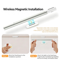Lampu Kabinet Sensor Gerak Isi Ulang Nirkabel LED dengan Dudukan Magnetik dan Layar Digital untuk Lemari Pakaian