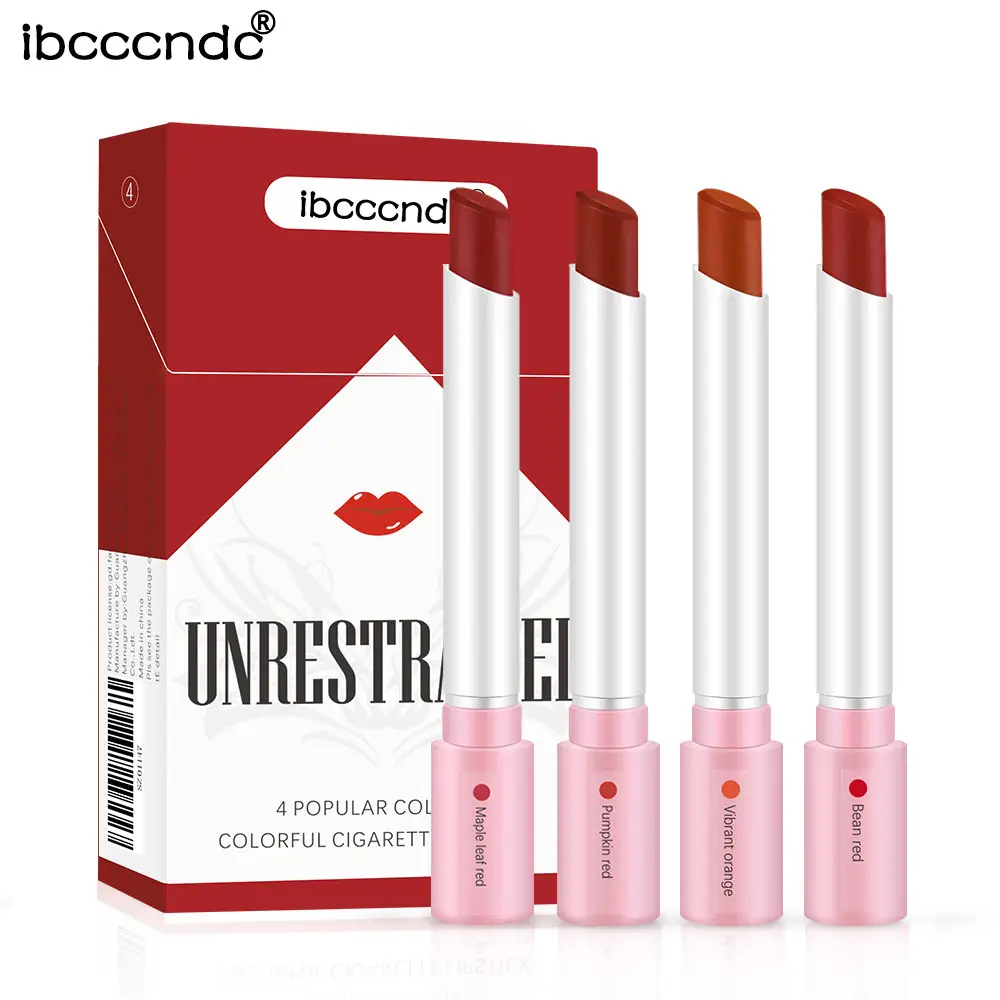Creative Cigarette Lipstick Set 4 Colors Matte Long Lasting Waterproof Matt Lip Stick Tube Nude Red Lips Makeup