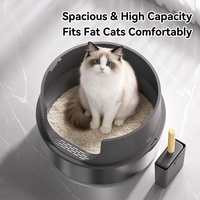 Bac à litière rond en acier inoxydable grande capacité facile à nettoyer pour chat avec poubelle intégrée, plateau pour chat d'intérieur OEM
