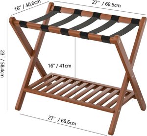 Soporte Plegable para Maletas de Bambú con Estante de Almacenamiento para Habitación de Huéspedes, Artículos Esenciales para Hoteles - Product Image 3