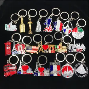 France Italy England USA Dubai Egypt metal pendant keychain America solid key ring souvenirs