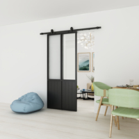 Porte coulissante en verre moderne pour intérieur, verrouillage multipoints sécurisé, double vitrage, verre trempé, isolation phonique, villa, chambre, salle de bain