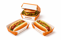 Boîte à emporter en papier kraft personnalisée pour hamburgers, poulet frit, frites, vente en gros pour restaurants