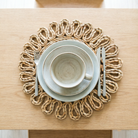 Set de table en algues marines naturelles, écologiques, résistantes à la chaleur, tissées, 35x35 cm, pour la maison et la restauration