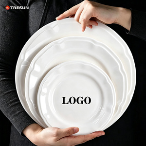 White Porcelain Dinnerware Sets Creative Ruffled Bone China <b>Plate</b> <b>Ceramic</b> Factory Tableware Supplier Large Wholesale - Product Image 1