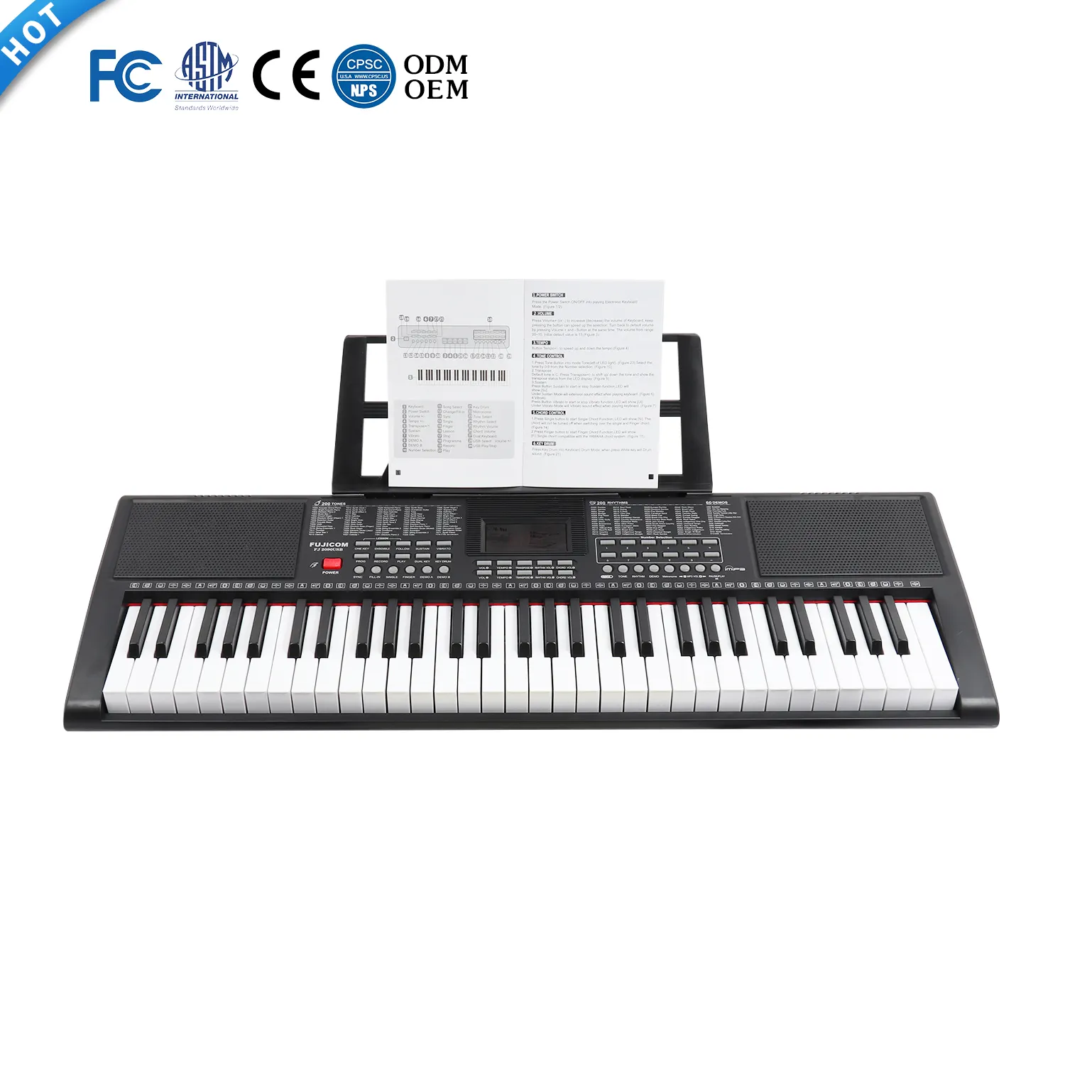 Keyboard Musik Desain Profesional Pencahayaan Organ Elektronik untuk Pemula Musik