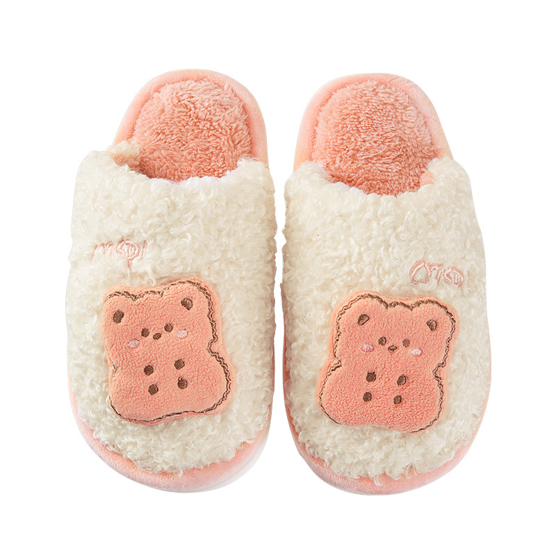 Shangzhou OEM детские домашние печенье, зимние корейские теплые детские тапочки из кораллового бархата