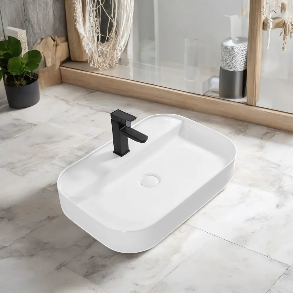 Kidoir promover ventas baño blanco cerámica fregadero encimera lavabo en la mesa arte recipiente fregadero Ceram Lavabo