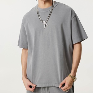 Camiseta de estilo antiguo con cuello redondo de Moq bajo personalizada, camiseta desgastada de lavado Retro personalizado con estampado de algodón pesado en blanco - Product Image 5