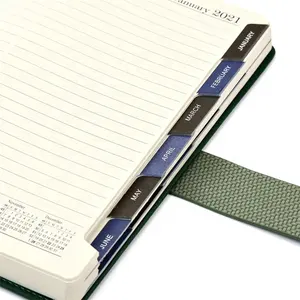 Organizador de caderno de couro a5, calendário, logotipo personalizado, planejador de traseira, 2021