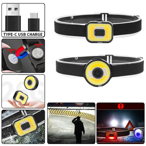 Lampe frontale 450 Lumens COB LED 5 Modes USB 400mAh Rouge Bleu Voyant d'avertissement Lampe frontale Aimant puissant Nuit Équitation Randonnée Phare - Product Image 4