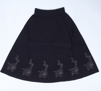 Jupe décontractée pour femme en tricot mi-longue à taille haute, coupe trapèze, motif floral, en mélange de laine, écologique