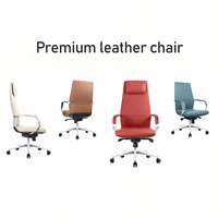 Chaise de patron moderne Chaise de bureau de direction inclinable confortable avec longue assise en cuir véritable pour l'étude à domicile
