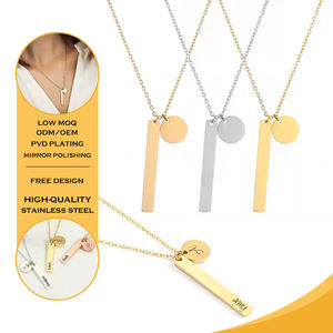 Collar de barra en blanco de acero inoxidable con grabado personalizado, collar con colgante de placa de nombre Vertical personalizado, joyería de <span class=keywords><strong>oro</strong></span> personalizada - Product Image 3