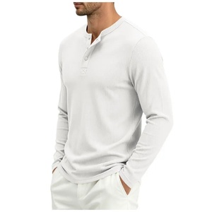 Camiseta Henley de <span class=keywords><strong>Manga</strong></span> <span class=keywords><strong>Larga</strong></span> para <span class=keywords><strong>Hombre</strong></span>, Estilo Vintage, Color Liso, Talla Grande, Tejido Grueso, Corte Holgado, Casual, Transpirable y con Cuello Acanalado - Product Image 5