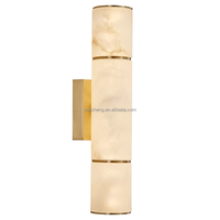 Applique murale LED moderne et minimaliste pour chambre d'hôtel, salon, salle de bain, restaurant, chambre à coucher - Alabâtre naturel, cuivre, chevet