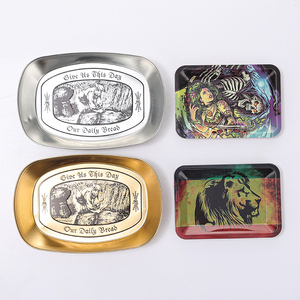 Bán Buôn Thuốc Lá Cán Khay Tùy Chỉnh Biểu Tượng Màu Sắc Thuốc Lá Thảo Mộc Khay Trống Thuốc Lá Tin Hút Kim Loại Nhỏ Khay - Product Image 2