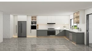 Gabinetes de Cocina de Lujo Modernos Estilo Shaker Gris, Fabricados a Medida en Madera de Guangdong, Pre-Ensamblados - Product Image 2