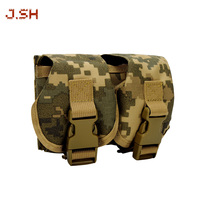 Pochette tactique JSH Molle 1000D en nylon imperméable camouflage pour grenades 14*6.5*10.5cm 0.125kg Double Frag Training Outdoor