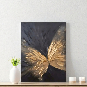 Dafen Village Handgemaltes Ölgemälde Goldener Schmetterling Eingangsbereich Abstrakte Textur Wohnzimmer Sofa Hintergrund Metall Wanddekoration - Product Image 2