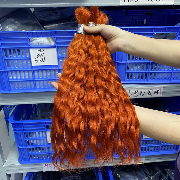 RXHAIR #350 Color Water Wave Wholesale Human Prestretched Braiding Hair Buy Human Hair Bulk No Weft Original Hair
