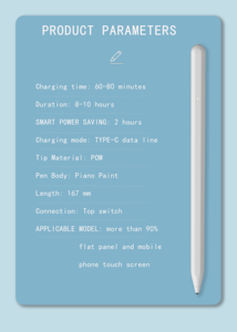 ปากกาสไตลัสแบบแอคทีฟสำหรับหน้าจอสัมผัสแบบคาปาซิทีฟ รองรับการป้องกันการสัมผัสโดยมือ สำหรับ iPad พร้อมฟังก์ชันการเอียง - Product Image 4