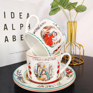 Juego de café de cerámica con taza y platillo de la colección europea de lujo Sun para comedor - Product Image 3