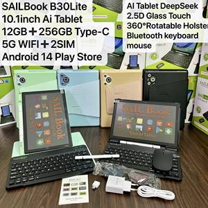 Tablette Android 14 SAILBook B30 Lite 10,1 pouces AI 2026, 12+256 Go, double carte SIM, 2-en-1 avec clavier, tablette professionnelle à prix usine - Product Image 2