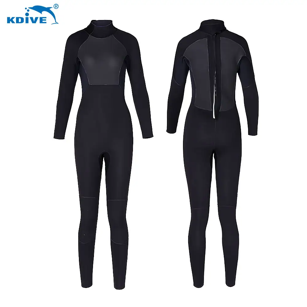 KDIVE özelleştirilmiş siyah sörf su geçirmez bayan dalış giysisi 3mm 3/2mm 4/3mm 5/4mm neopren dalış elbisesi