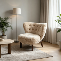 Moderner Designer-Sessel im Wabi-Sabi-Stil, Lässiger Faulenzerstuhl für Schlafzimmer, Apartments und Außenbereich, Weich und Handgefertigt