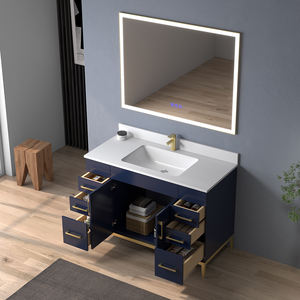 Meuble-lavabo de salle de bain moderne bleu de 48 pouces avec miroir LED et lavabo simple, design résistant à l'eau, construction durable, fabriqué au Vietnam - Product Image 3