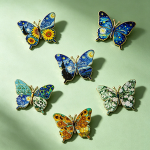 Pins de Esmalte al por Mayor: Broches de Mariposa de Van Gogh Chapados en Esmalte para Mujeres y Niñas, Broches de Moda, Insignias, Joyería, Regalos - Product Image 2