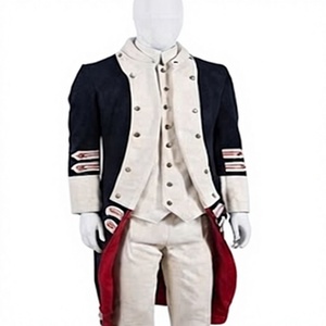Costume colonial du XVIIIe siècle pour homme, kit de reconstitution historique, veste et pantalon, uniforme d'extérieur - Product Image 1