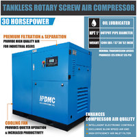 Compresseur d'air à vis rotatif 50HP 37KW 198CFM @ 125PSI 460V Système comprimé industriel stationnaire robuste triphasé