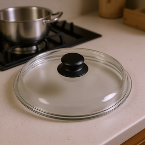 Coperchi per pentole in vetro con pomello nero per teglie da forno, diametro 24 cm, copertura trasparente - Product Image 3