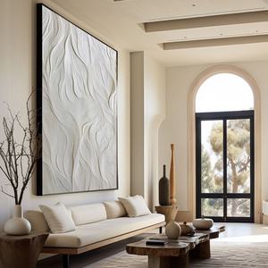 Peinture à l'huile minimaliste faite à la main encadrée, art mural pour la décoration intérieure rétro-moderne - Product Image 3