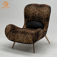 Fauteuil simple capitonné moderne et confortable, imprimé léopard, sur mesure pour salon – Ensemble de chaises de loisirs pour mobilier de salon