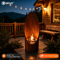 Cheminée extérieure en bois au fini rouillé, poêle à bois autoportant pour patio, jardin, cour, chauffage décoratif