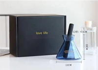 Vente en gros de diffuseurs de parfum en verre coniques de 200 ml, forme de corne, aromathérapie, luxe, avec bâtonnets en rotin