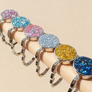 Gantungan Tas Lipat Logam Bulat Berkilau, Tanpa Bekas, untuk Meja, Hadiah Grosir - Product Image 4