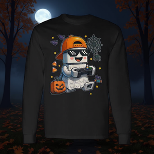 Camiseta de manga larga para niños con diseño de controlador de juego Building Brick Boo, disfraz de Halloween - Product Image 3