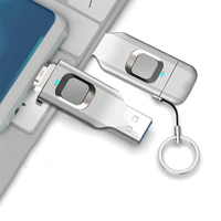 Clé USB 2-en-1 2 Go 256 Go avec lecteur d'empreintes digitales et interface Type-C pour mobile, PC, TV, jeux, caméra - Interface métallique durable - Nouveau