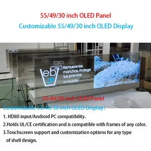 Layar oled transparan 49 inci mendukung HDM/Android mesin iklan digital machine layar sentuh LCD OLED transparan