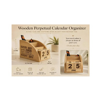 Organisateur de bureau en bois personnalisé avec calendrier perpétuel, organiseur de bureau gravé sur mesure, décoration pour bureau à domicile