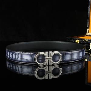 เข็มขัดแฟชั่นผู้ชายหนังจระเข้แท้แบรนด์ดังดีไซเนอร์หรูหรา พร้อมหัวเข็มขัดเหล็ก - Product Image 2