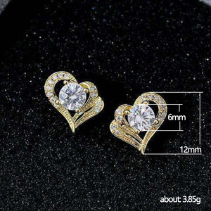 Interlocking Heart Crystal Stud Earrings for Women Minimalist Romantic Daily Gift Accessories - Product Image 5